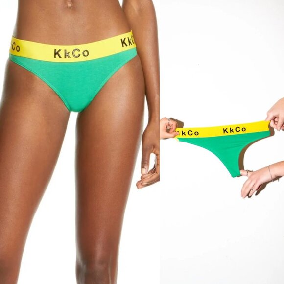 NEW KkCo Dag Thong Undies Green Yellow Size Medium‎ Stretch Cotton Garmentory - Picture 4 of 10